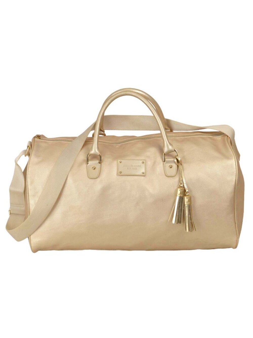 Michael Kors Shimmer Gold Carryall/Weekender Duffle Bag